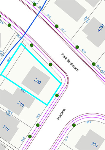 detailed map from Park Boulevard