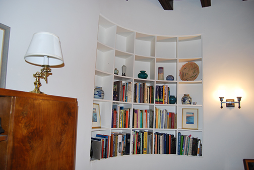 detail of rounded bookcase