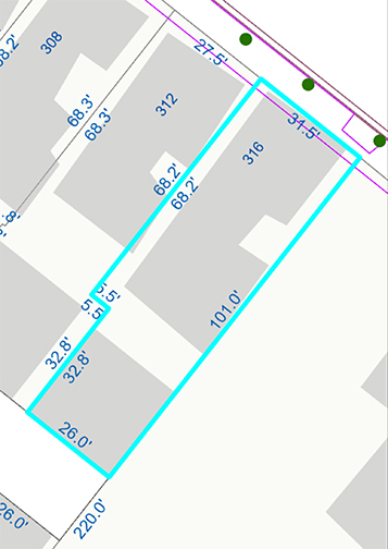 map with dimensions of lot