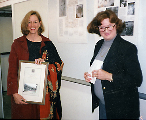 Kathleen Craig receiving award from Carol Murden