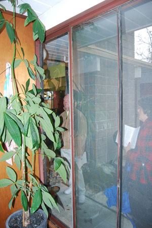 Looking into the house from a patio