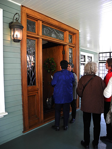 Entering house