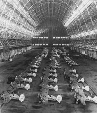 planes inside Hangar One