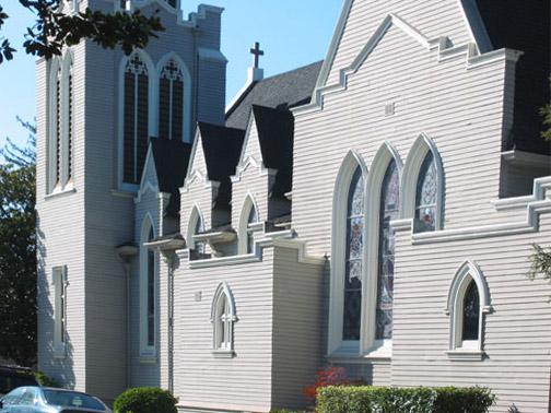 Side view of church