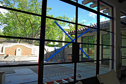 patio and fountain