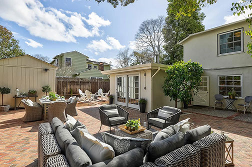 patio and house with addition