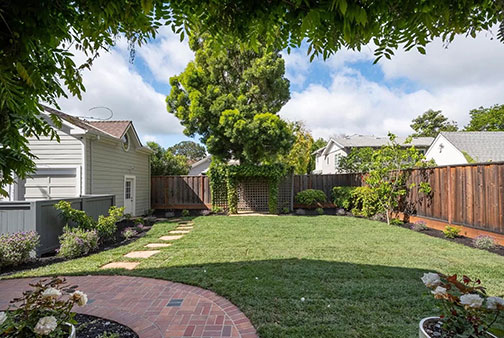 back lawn and garage