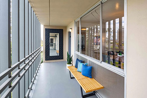 balcony with bench
