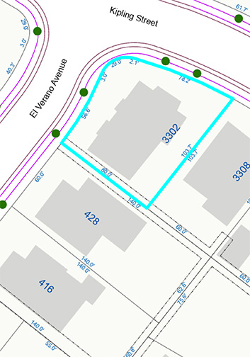 Map with lot dimensions