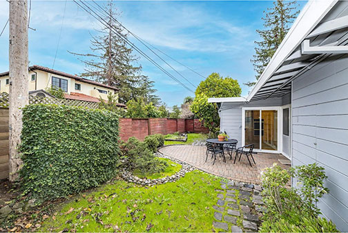 back yard with kitchen addition