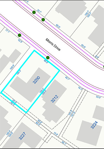 map showing lot size