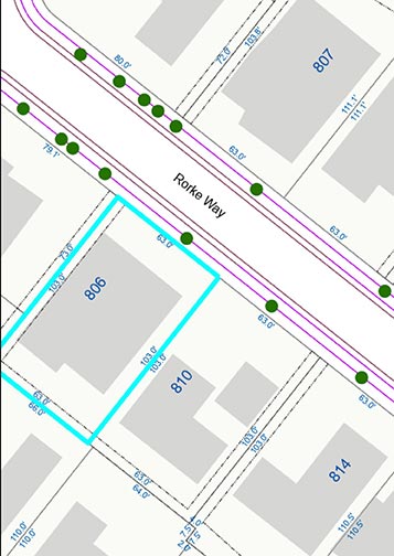 map with dimensions of lot