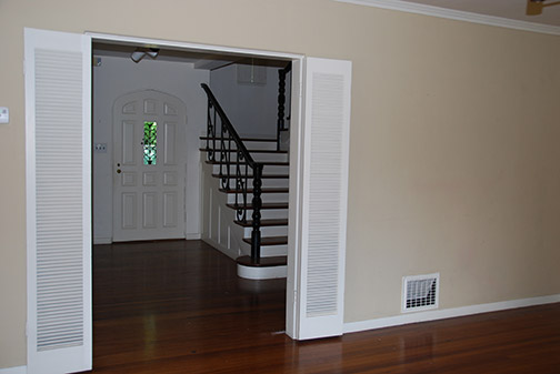 view from living room towards entry