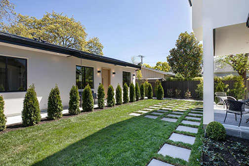 lawn with stepping stones