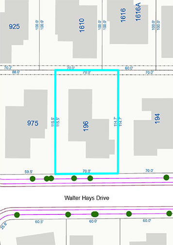 map with dimensions of lot