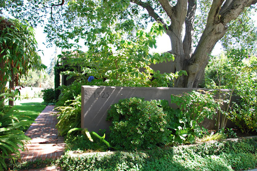 wall and brick walkway