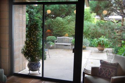 Patio with tree