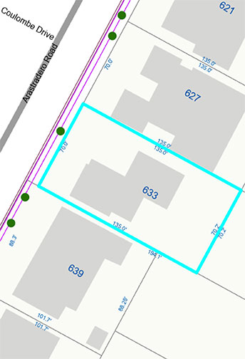 map with plot dimensions