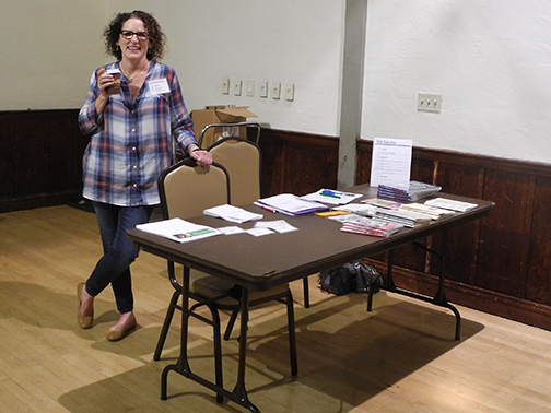Molly Tinney at book table
