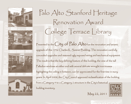 College Terrace Library certificate